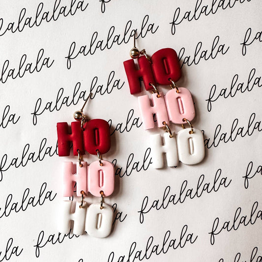 Ho Ho Ho Christmas Dangle Earrings