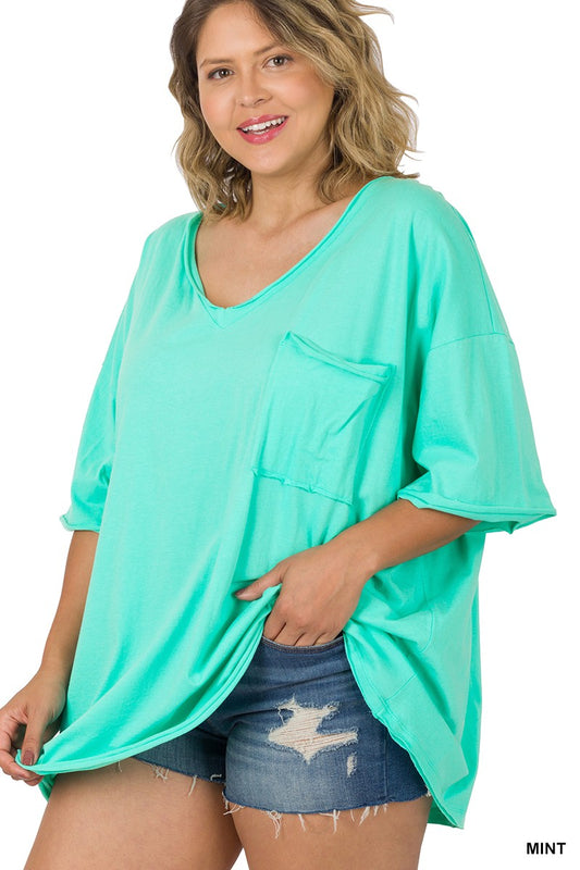 | '- Mint Oversized Boyfriend Tee W/Pocket