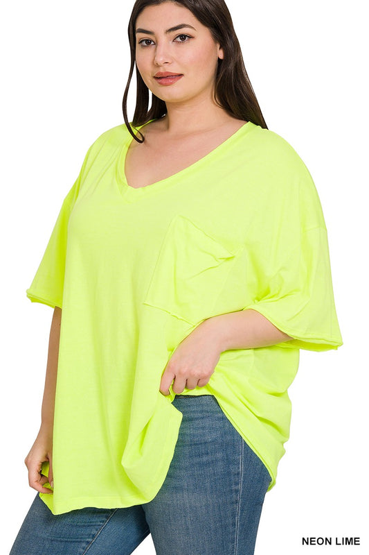 | '- Neon Oversized Boyfriend Tee W/Pocket