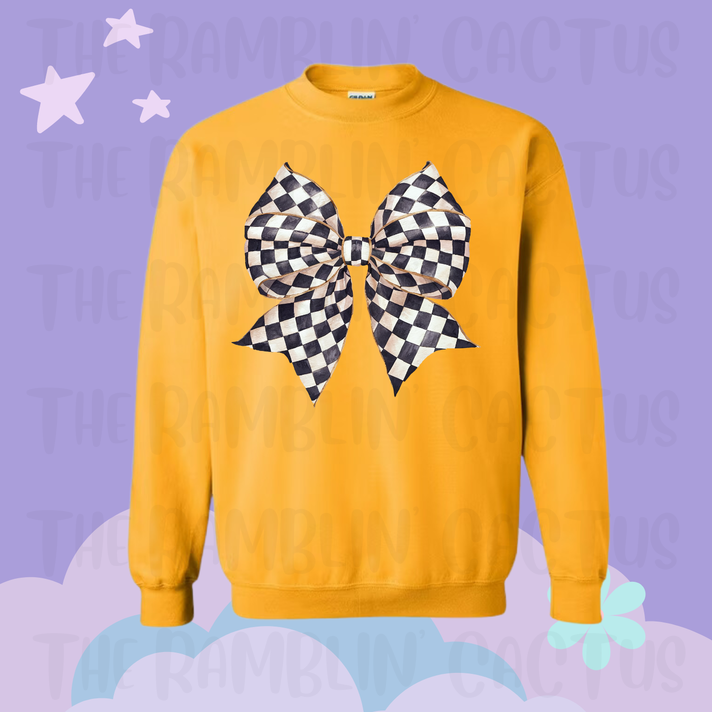 | Checkered Bow Pullover (Gold)