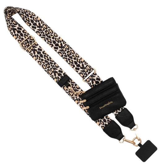 Leopard Clip & Go Strap w/Zippered Pouch