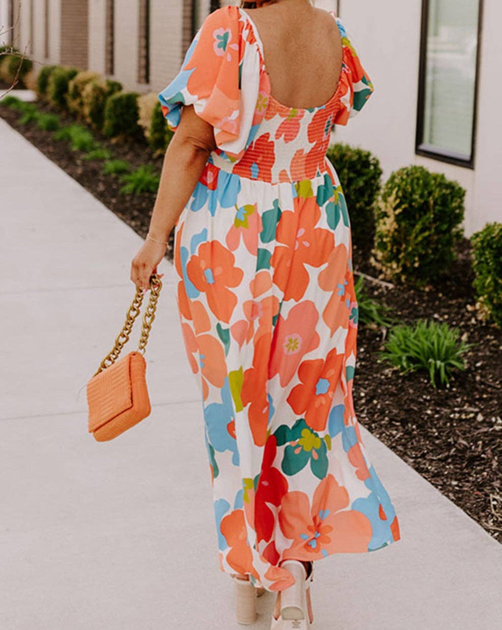 | Floral Puff Sleeve Maxi Dress