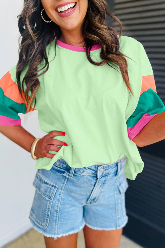 Colorblock 3/4 Sleeve Oversize (Green)